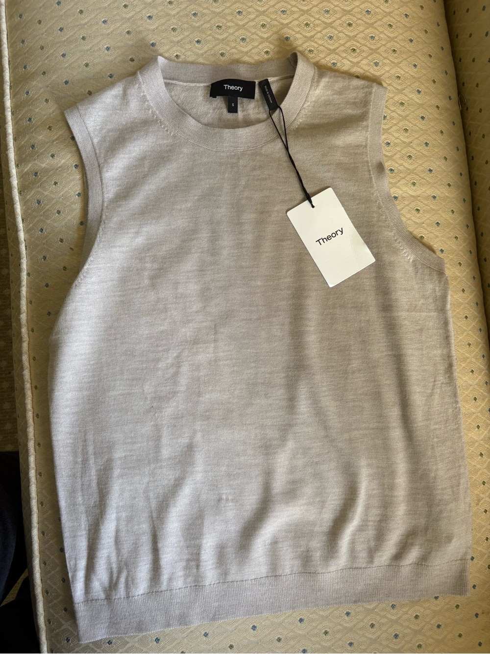 Theory Sleeveless Empire Wool Shell in Oatmeal